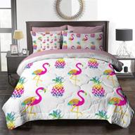 🏝️ blessliving girls tropical bed in a bag flamingo and pineapples bedding sets twin - complete 8-piece bundle with comforter, pillow shams, sheets, cushion & pillowcases logo