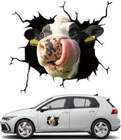 img 4 attached to 🐄 Funny Car Decals Cow Stickers 3D Window Clings - Halloween Animal Simulation PVC Car Decal for Waterproof & Durable Halloween Decorations (Cow Design)