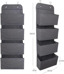 img 3 attached to 🏷️ Dark Grey ManGotree Over Door Storage Organizer, 4-Pocket Fabric Hanging Closet Storage for Toys, Magazines, Purses, Keys, Sunglasses, and Hats