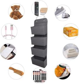 img 2 attached to 🏷️ Dark Grey ManGotree Over Door Storage Organizer, 4-Pocket Fabric Hanging Closet Storage for Toys, Magazines, Purses, Keys, Sunglasses, and Hats