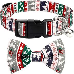 img 4 attached to 🎀 Vaburs Christmas Bow Tie Dog Collar - Adjustable, Durable, and Comfortable Collar for Dogs Cats - Soft Buckle Light Collar for Pets