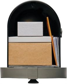 img 2 attached to 📫 Large Steel Post-Mount Mailbox, Black with Brushed Nickel Finish - Brunswick Edition (Plain Packaging)