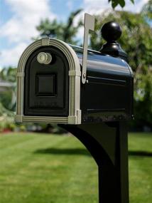 img 1 attached to 📫 Large Steel Post-Mount Mailbox, Black with Brushed Nickel Finish - Brunswick Edition (Plain Packaging)