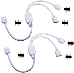 img 4 attached to 🔌 TronicsPros 2pcs 4 Pin LED Splitter Cable: Enhance Your RGB LED Strip Lighting with Versatile 2-Way Y Splitter 1 to 2 Cable