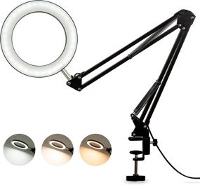 img 4 attached to KAiSnova LED Desk Lamp: Adjustable Swing Arm, 3 Colors, 10 Brightness, Eye-Caring Reading Light with Clamp