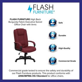 img 2 attached to 🪑 Premium Burgundy High Back Executive Office Chair - Swivel & Arms Included by Flash Furniture