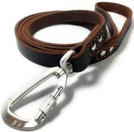 premium leather dog leash with secure locking carabiner - durable and comfortable leash for medium and large dog training and walking - 6 feet long x ¾ inch wide genuine leather logo