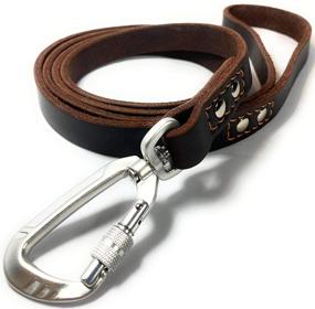 img 4 attached to Premium Leather Dog Leash with Secure Locking Carabiner - Durable and Comfortable Leash for Medium and Large Dog Training and Walking - 6 Feet Long x ¾ Inch Wide Genuine Leather