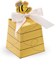 🎁 sumdirect 50pcs paper beehive gift box: yellow baby shower candy boxes with ribbons for perfect birthday decorations logo