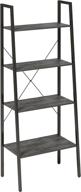 📚 gadroad 4-tier industrial ladder shelf, free standing storage rack with metal frame, utility organizer shelves for home office kitchen, grey oak finish logo