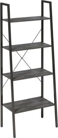 img 4 attached to 📚 Gadroad 4-Tier Industrial Ladder Shelf, Free Standing Storage Rack with Metal Frame, Utility Organizer Shelves for Home Office Kitchen, Grey Oak Finish