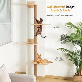 img 3 attached to 🐱 Tall Wall-Mounted Cat Tree: Wood Climbing Tower Activity Furniture for Indoor Cats with Scratching Post