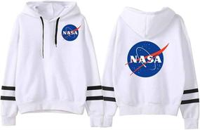 img 2 attached to 🚀 Boldly Stylish: CORIRESHA Large Front NASA Logo Stripe Sleeve Hoodie Sweatshirt for Trendsetters