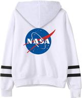 🚀 boldly stylish: coriresha large front nasa logo stripe sleeve hoodie sweatshirt for trendsetters logo