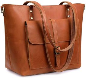 img 4 attached to S ZONE Vintage Genuine Leather Women's Handbags & Wallets for Shoulder Totes