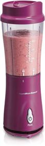 img 4 attached to 🍹 Hamilton Beach Personal Blender for Shakes and Smoothies: BPA-Free Portable 14oz Travel Jars Included (Raspberry)