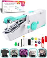 🧵 volcanoes club handheld sewing machine: portable mini cordless stitch tool for beginners, kids, and adults - ideal for quick repairs on leather, clothes, curtains - home & travel use (white) logo