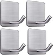 waterproof stainless steel adhesive hooks - heavy duty stick on hooks for bathroom, kitchen, home - 4 packs logo