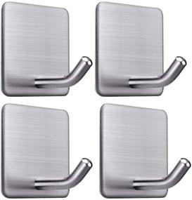 img 4 attached to Waterproof Stainless Steel Adhesive Hooks - Heavy Duty Stick on Hooks for Bathroom, Kitchen, Home - 4 Packs