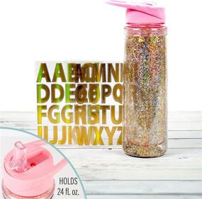 img 3 attached to 🍼 DIY Monogram Water Bottle with Gold Foil Alphabet Stickers By Horizon Group Usa - BPA Free, Personalize with Your Name, Straw & Glitter in Double Wall Design, Pink & Gold