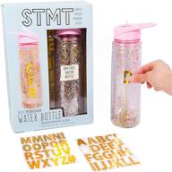 🍼 diy monogram water bottle with gold foil alphabet stickers by horizon group usa - bpa free, personalize with your name, straw & glitter in double wall design, pink & gold logo