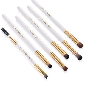 img 4 attached to SMOSIN Eyebrow Brush Set: Professional Eye Brow Brushes Kit, Portable Blending Brushes (6 Pieces, White)