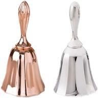 🔔 fashioncraft hand bell set: rose gold and silver handbells for weddings, tea, dinner & classroom use - 2pcs loud call bells perfect for teachers логотип