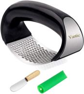 vantic stainless steel garlic press rocker – mincer crusher with green peeler logo