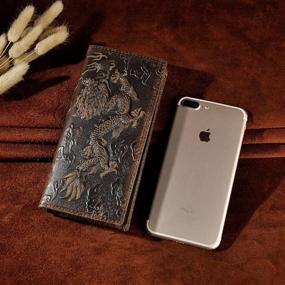 img 2 attached to 🐉 Dargon Brown Leather Checkbook Organizer: Stay Organized in Style with Leaokuu