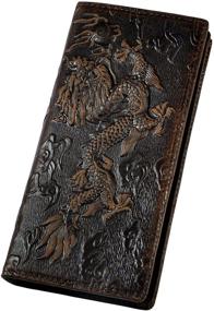 img 4 attached to 🐉 Dargon Brown Leather Checkbook Organizer: Stay Organized in Style with Leaokuu