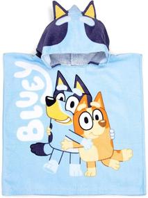 img 3 attached to 🐷 Jay Franco Bluey Piggyback Hooded Poncho - Soft & Absorbent Cotton Towel, Ideal for Bath, Pool, Beach - 22 x 22 Inches, Official Bluey Product