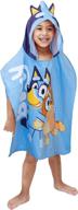 🐷 jay franco bluey piggyback hooded poncho - soft & absorbent cotton towel, ideal for bath, pool, beach - 22 x 22 inches, official bluey product logo