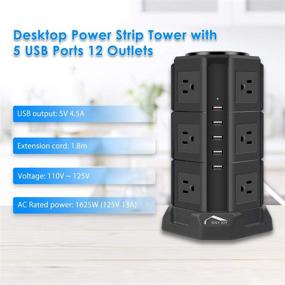 img 3 attached to 💡 Highly Efficient Power Strip Tower with 12 Outlets and 5 USB Ports - Wellwerks Multi-Plug Surge Protector and Desktop Charging Station