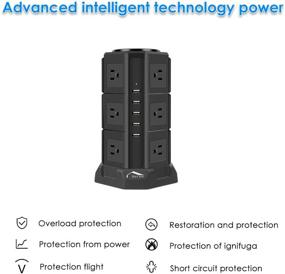 img 1 attached to 💡 Highly Efficient Power Strip Tower with 12 Outlets and 5 USB Ports - Wellwerks Multi-Plug Surge Protector and Desktop Charging Station