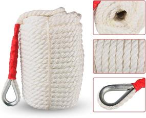 img 2 attached to Durable Dockline: 200 Feet of 3/4 inch Twisted Braid Anchor Rope in Polypropylene Material - Ideal for Boat/Sailboat Mooring, Docking, and Towing. Includes Thimble and High Breaking Strength of 12592LB