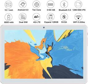 img 3 attached to 📱 10-inch Tablet - Ultra-Fast Ten-Core 2-in-1 Android 9.0 Tablets with 3GB RAM, 64GB Storage, 18MP Dual Camera, Wi-Fi, Bluetooth, GPS, 8000 mAh - Includes Keyboard, Mouse, Tablet Case, and More (Pink)