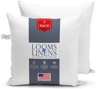 🛏️ looms & linens throw pillow form insert - euro sleeping sham, square insert with soft poly filling and down proof cover - pillow stuffing for home office decorative white couch pillow (set of 2, 18x18) logo