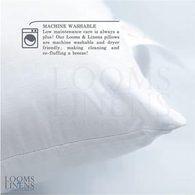 img 2 attached to Подушечный чехол для вставки чехла для декоративной подушки Looms & Linens - европейский спальный чехол, квадратная вставка с мягким полиэфирным наполнителем и непромокаемым чехлом. Наполнитель для подушек для дома и офиса, декоративная белая подушка для дивана (набор из 2 шт., 18x18)