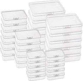 img 4 attached to 📦 Kingrol 32 Pack Mini Clear Plastic Storage Containers with Lids - Perfect for Beads, Jewelry, Tools & Craft Supplies