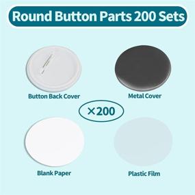 img 3 attached to Happizza 200 Sets: High-Quality 2.25 in Blank Pin Back Button Parts for Button Maker Machine 58mm - Round Badge Making Supplies with Metal Cover, Plastic Button Back Cover, Clear Film & Blank Paper