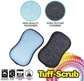 img 3 attached to 🧽 Tuff-Scrub Microfiber Multi-Surface Scrub and Wipe Sponges - Dual-Sided for Scouring and Easy Household Cleaning - Machine Washable (Pack of 6)