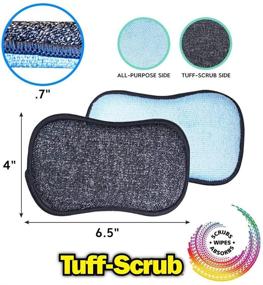 img 2 attached to 🧽 Tuff-Scrub Microfiber Multi-Surface Scrub and Wipe Sponges - Dual-Sided for Scouring and Easy Household Cleaning - Machine Washable (Pack of 6)