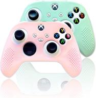 🎮 belugadesign pastel skin cover for xbox wireless controller – soft sleeve shell case with textured grip, compatible with xbox series x/s and xbox one (pink and green) logo