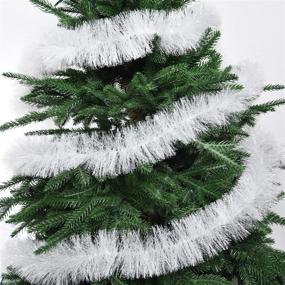 img 4 attached to 🎄 YoleShy 50 ft Long Roll Thick Tinsel Garland Christmas Decorations - Festive White Garland for Christmas Tree, Wedding, and Party Décor