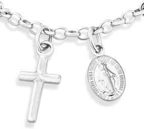 img 1 attached to 📿 Miabella Italian Adjustable Bolo Dangle Rosary Cross Charm Chain Bracelet in 925 Sterling Silver for Women Teen Girls, Made in Italy