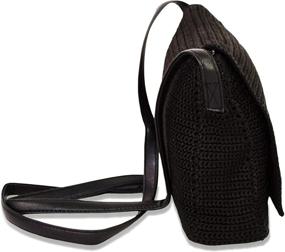 img 1 attached to 👜 Boho Style Handbag Purse: Cute Black Crochet Crossbody Bag with Zipper, Flap Closure, and Faux Leather Strap