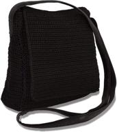 👜 boho style handbag purse: cute black crochet crossbody bag with zipper, flap closure, and faux leather strap logo