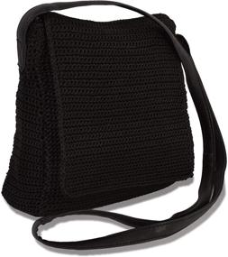 img 4 attached to 👜 Boho Style Handbag Purse: Cute Black Crochet Crossbody Bag with Zipper, Flap Closure, and Faux Leather Strap