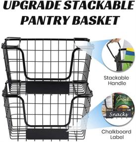 img 3 attached to 📦 4PK-Stackable Wire Baskets XXL 18 Liter/5 Gallon: Efficient Kitchen Countertop Storage Solution for Fruit, Vegetables, and Produce - Black