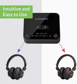 img 2 attached to 🎧 Avantree HT41899 Двойные беспроводные наушники Bluetooth 5.0 для телевизора с передатчиком - Набор из 2, Оптический AUX RCA, Подставка для наушников, Индивидуальное управление громкостью, 40 часов воспроизведения, Подключение и воспроизведение, Без задержек